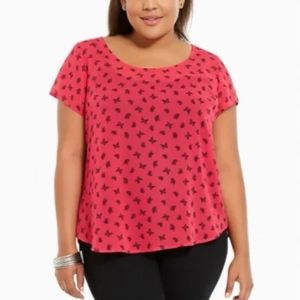 Torrid Butterfly Print Chiffon Button Back Top